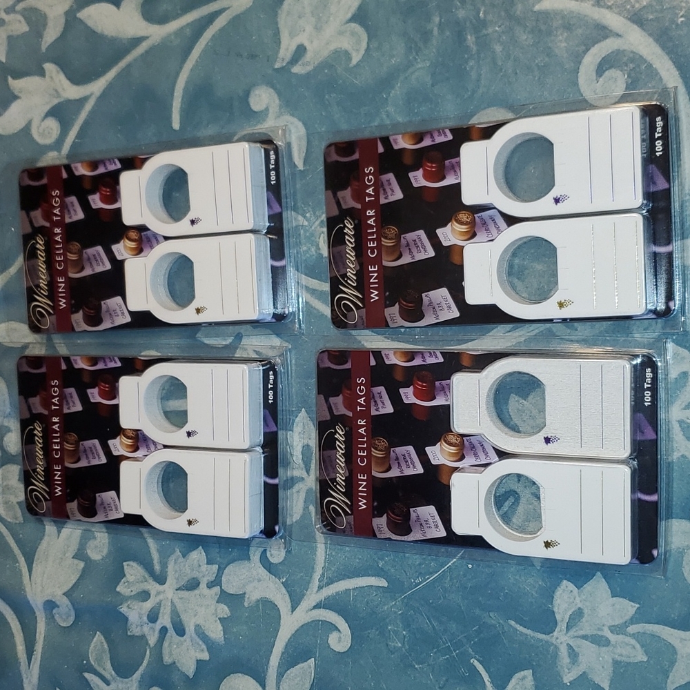Set of 4 pack of wine cellar tags